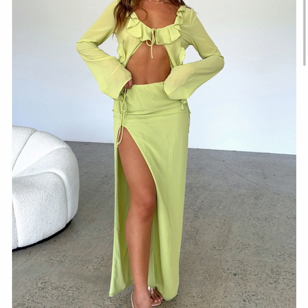 White Fox Boutique Green Skirt and Top Set - Do you feel the same maxi + top